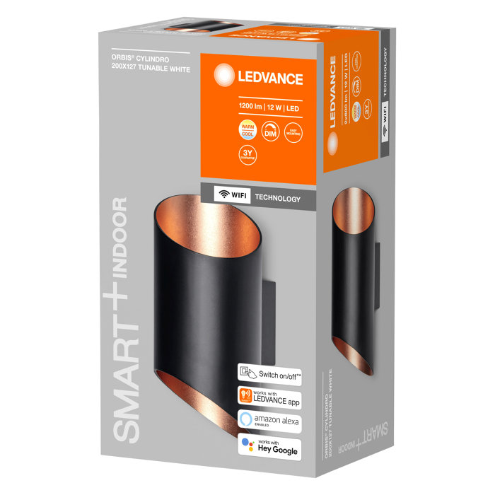 LEDVANCE SMART+ Orbis Cylindro vegglampe svart